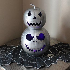 Halloween Metal Jack O'Lantern Jack Skellington Stacked Pumpkins NWT